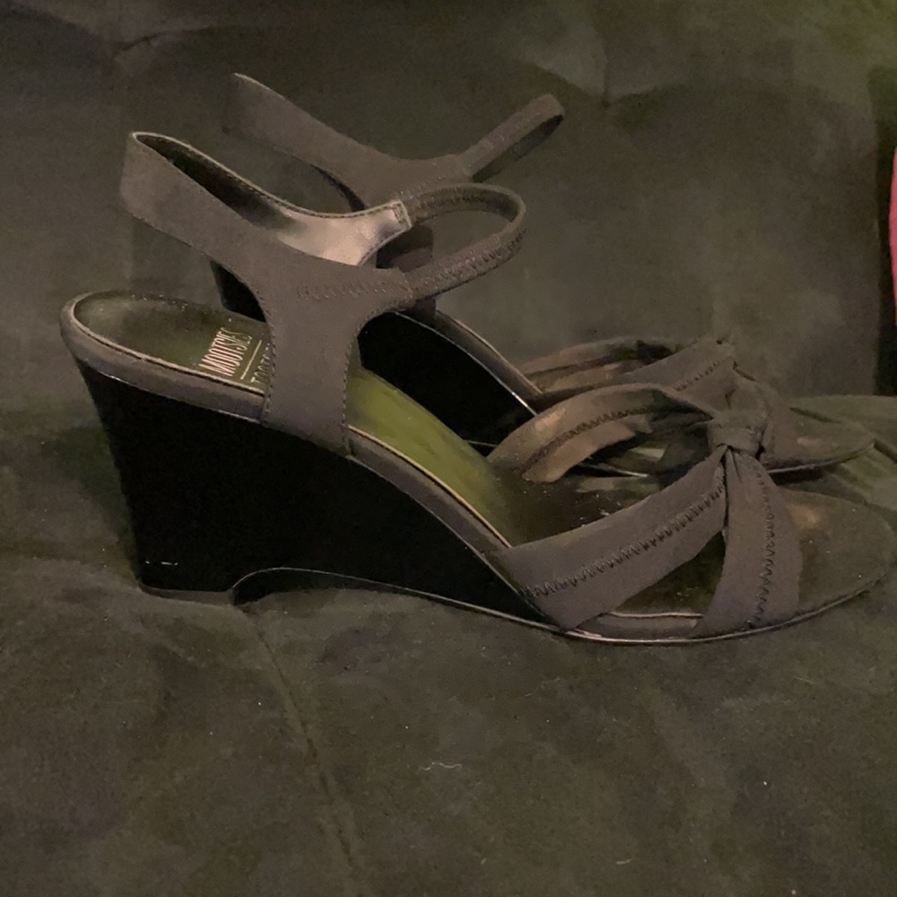 Black Wedged Sandals - Picture 4 of 4